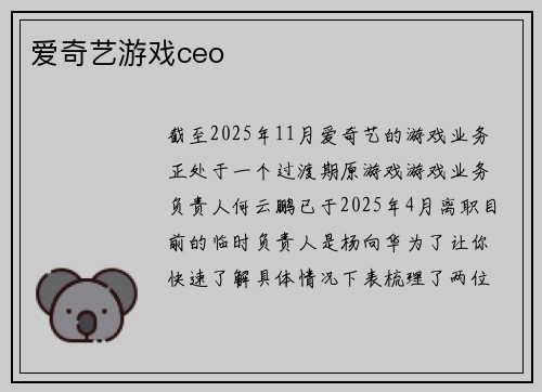 爱奇艺游戏ceo